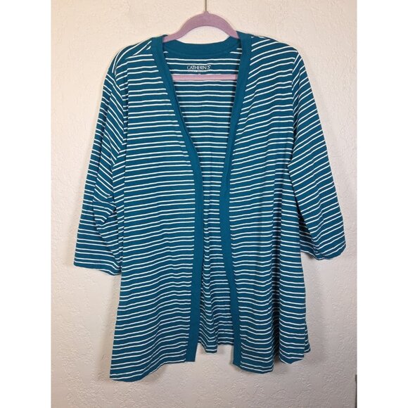 Women’s Catherines Suprema Collection 2X 22/24W Cardigan Topper Top Turquoise - Picture 1 of 5